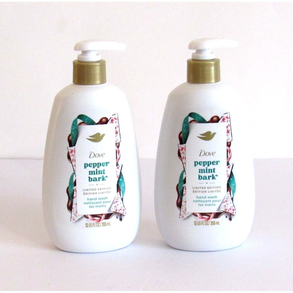 2 Dove Limited Edition Holiday Treat Hand Wash Peppermint Bark (2) 12 Oz Bottles